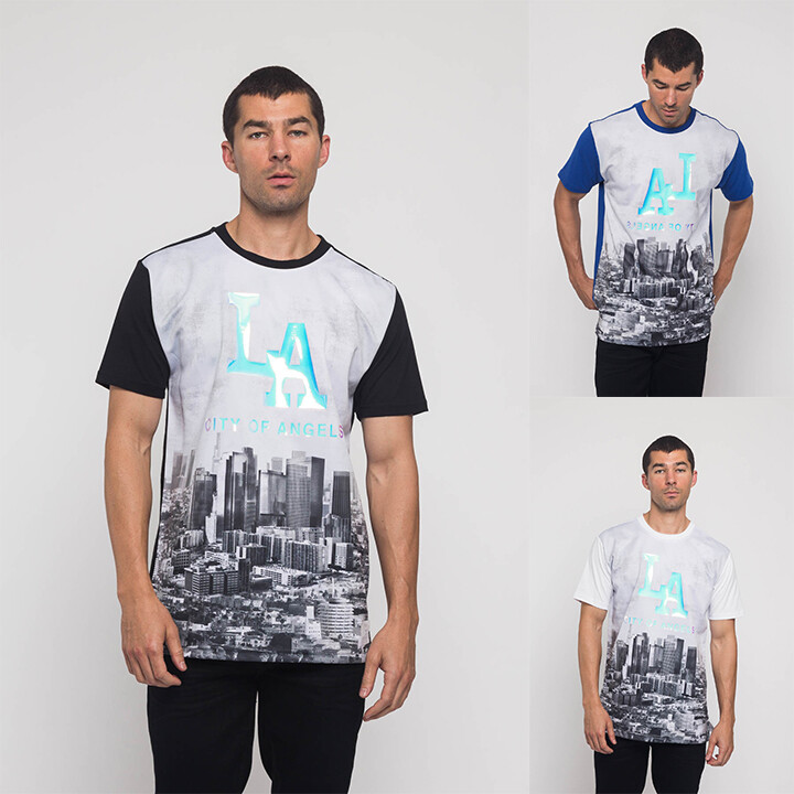 Victorious Men's Casual Iridescent Los Angeles City Graphic