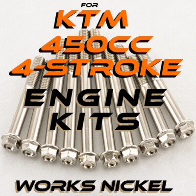 Works Nickel ENGINE Bolt Kit KTM 450cc 4-Strokes | Nickel Plated w/Titanium look