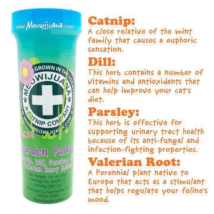 Meowijuana Organic Catnip Garden Pawty Blend Dill Parsley Valerian American Grow