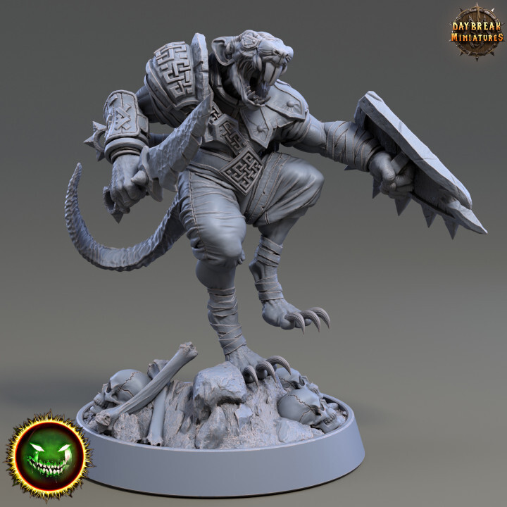 Ratmen Stephano, Tabletop D&D Wargaming Fantasy 32mm Rat Warrior Miniatures