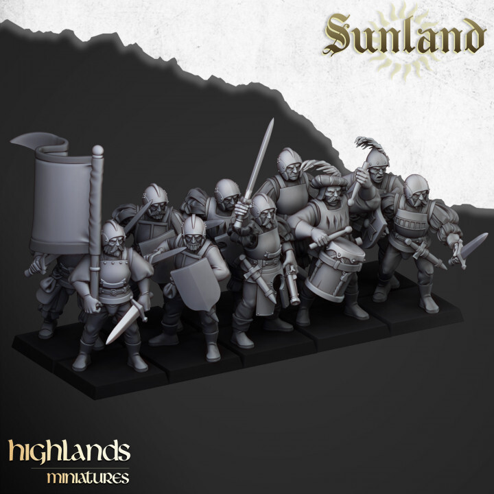 Sunland Troops Swordsmen Infantry Unit - Highlands Miniatures - 32mm Figures