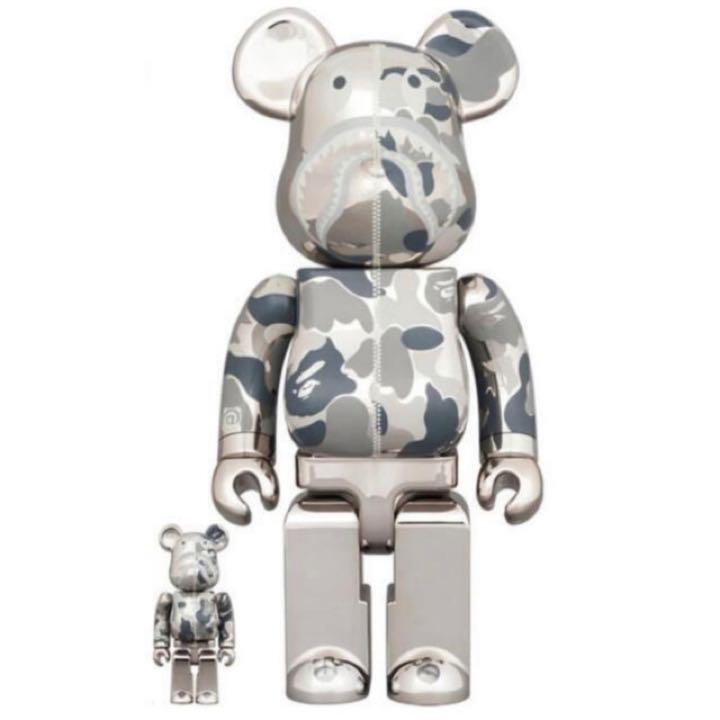 BE@RBRICK BEARBRICK 400% $ 100% Bathing Ape Bape Camo Shark