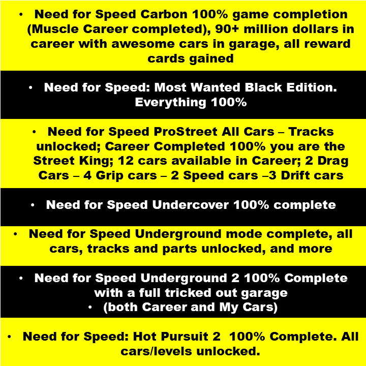 Need For Speed 100% Save Pack 8MB PS2 Memory Card Unlocked Complete 2024