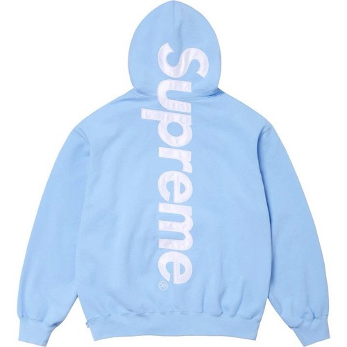 Pre-owned Supreme Satin Applique Hooded Sweatshirt Light Blue Size Xl