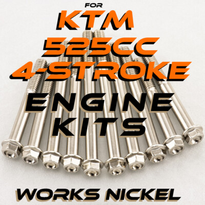 Works Nickel ENGINE Bolt Kit KTM 525cc 4-Strokes | Nickel Plated w/Titanium look