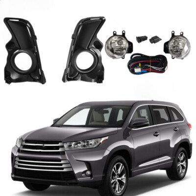 For 2017-2019 Toyota Highlander Fog Lights Front Bumper Lamps with Bulbs+Wiring
