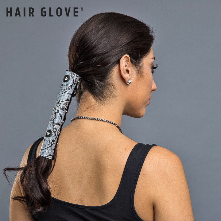 Download Parts Accessories Hair Glove 4 Embossed Angel Rider Black Leather 11449 Ponytail Holder Automotive