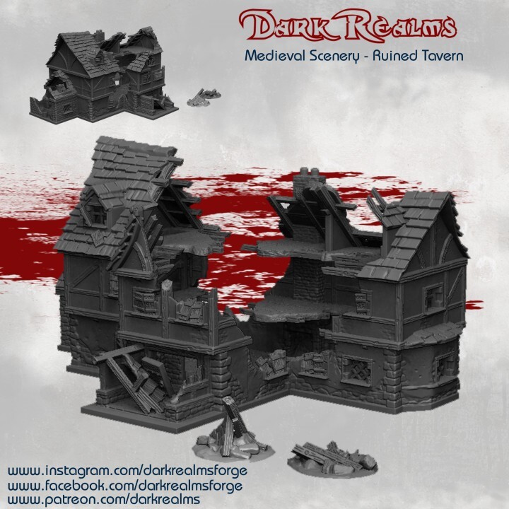 Dark Realms Medieval Scenery Ruined Tavern Tabletop Fantasy 28/32