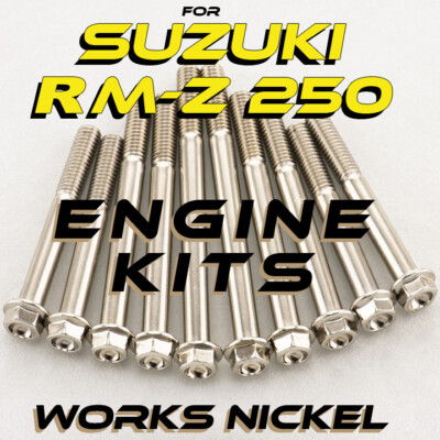 Works Nickel ENGINE Bolt Kit for Suzuki RM-Z250 | Titanium Look!