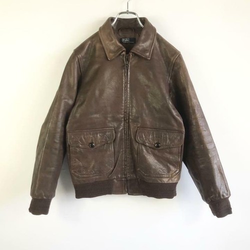 Polo by Ralph Lauren A-2 Flight Leather Jacket Men Brown Vintage 90s From  Japan