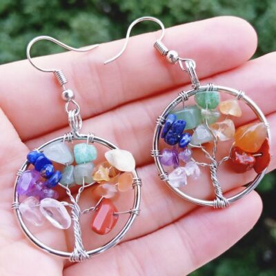 10 pairs Yoga 7 Chakra stone Tree of life earrings Chakra Reiki Healing Amulet