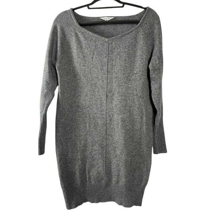 Athleta Sweater Dress Women's Size Small Grey V Neck Cashmere Blend
