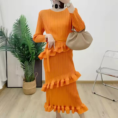 Pleated Dresses Pleated Luxury Dresses Women Elegant Casual Wear Ruffle Dress