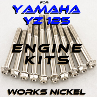 Works Nickel ENGINE Bolt Kit for Yamaha YZ125 | Nickel Plating with the Ti Look