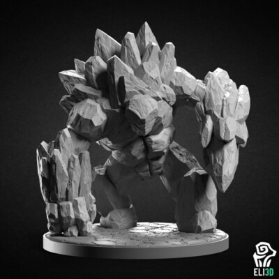 Earth Elemental Stone Golem Small D&D Roleplaying Dungeons & Dragons Miniature