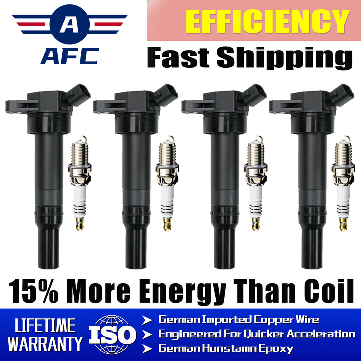 4x Ignition Coils UF651 & Spark Plugs For Hyundai Elantra Tucson Kia Soul OEM US