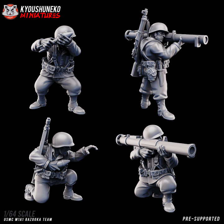 WW2 US Marine Corps Bazooka Team, 15mm  Wargaming American Soldier Miniature