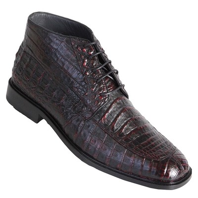 Black Cherry Genuine Caiman Crocodile Belly Dress Boot By Los Altos (10.5-EE)