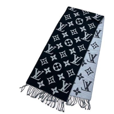 LOUIS VUITTON M76964 Escharpe Simply LV Schal Wolle Schwarz Ex++ 