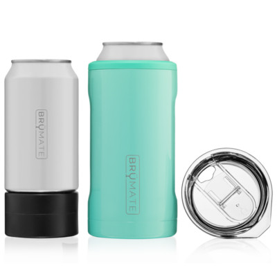 NEW Brumate Hopsulator Trio 3 in 1 AQUA Blue Can insulator 16 - 12 oz slider lid
