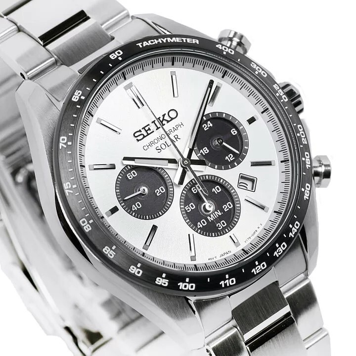 Pre-owned Seiko Selection Sbpy165 Panda White Dial Solar Analog Chronograph W/ Box, Manual