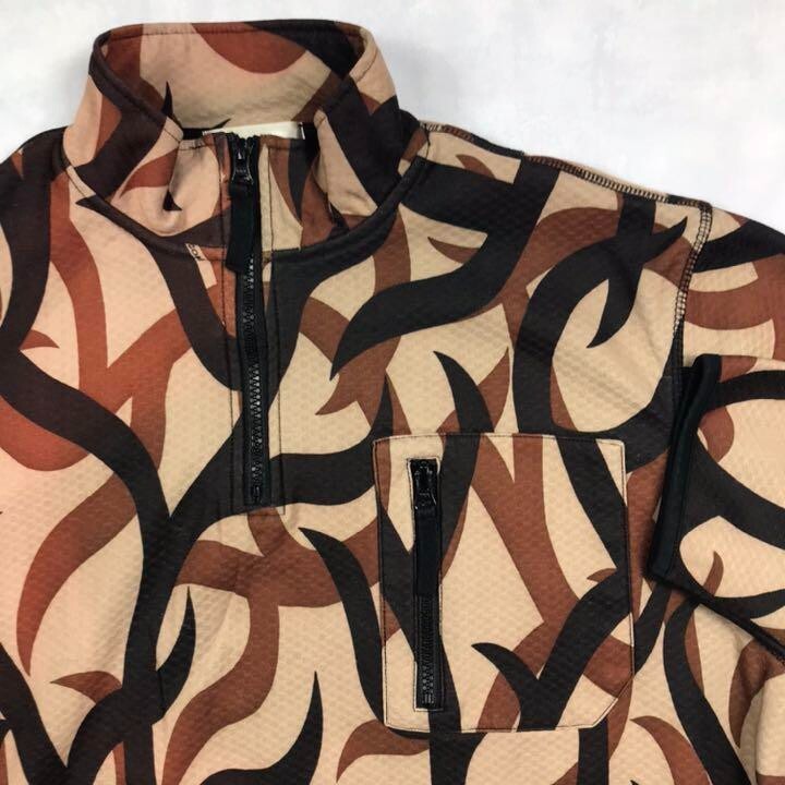 Used ASAT Tribal Camo Half Zip Top, Size L, Rare Vintage