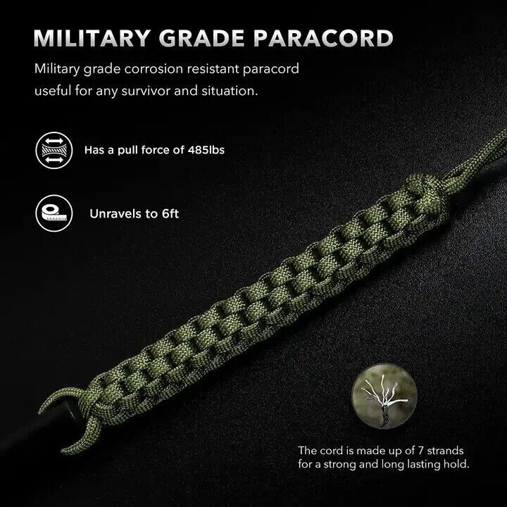 HUGE 5 x 1/2" FERRO ROD Fire Starter Survival Striker Flint + Emergency Paracord