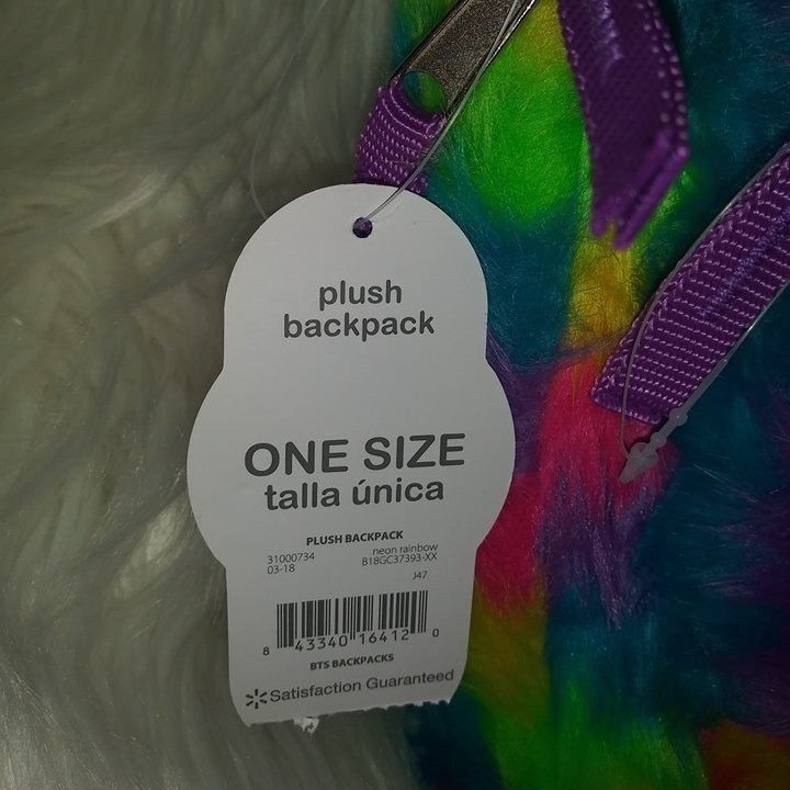 Wonder Nation Plush/Fuzzy Rainbow/ Multicolor Backpack! One Size!