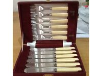 Lovely Used Art Deco Fish Knife And Fork Set in Original Box