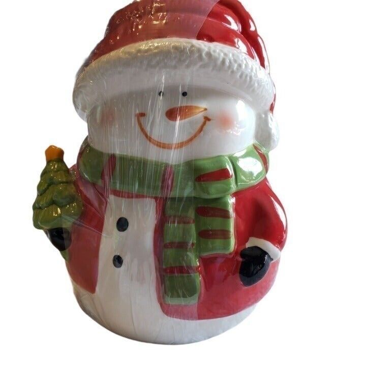 Ceramic Snowman Canister Cookie Jar New dish washer safe