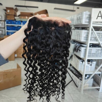 HD5*5 Lace Closure 16'' NTR# Deep Curly Human Hair Free Shipping Natural Color