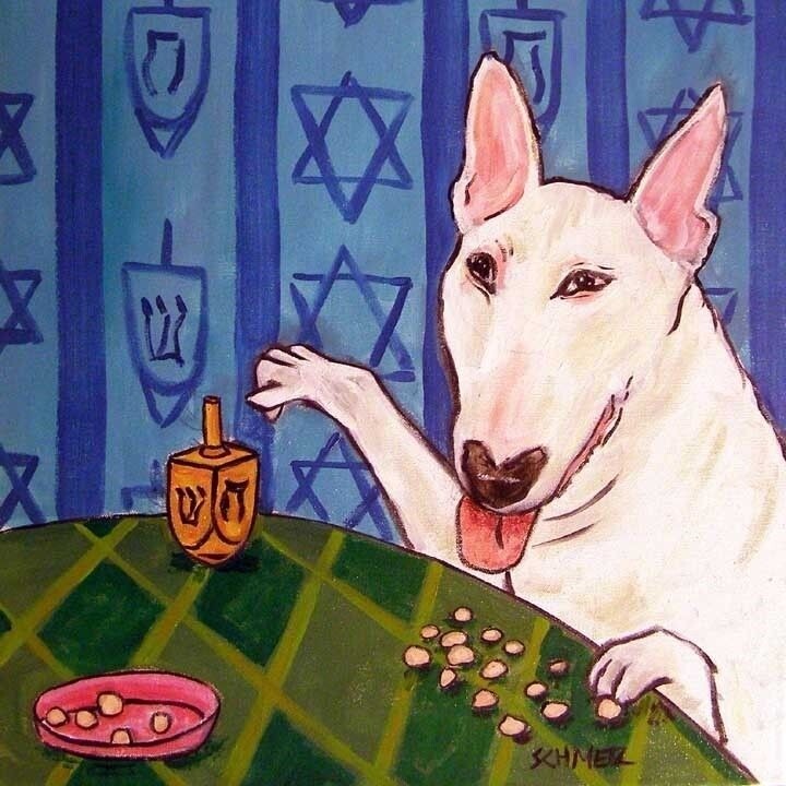 Bull Terrier Sleeping Dog art tile coaster