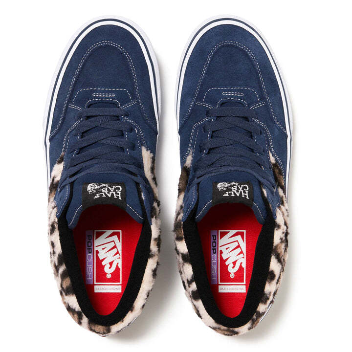Pre-owned Vans Vn0a5kyanvy Supreme  Leopard Half Cab Navy Blue White (men's)