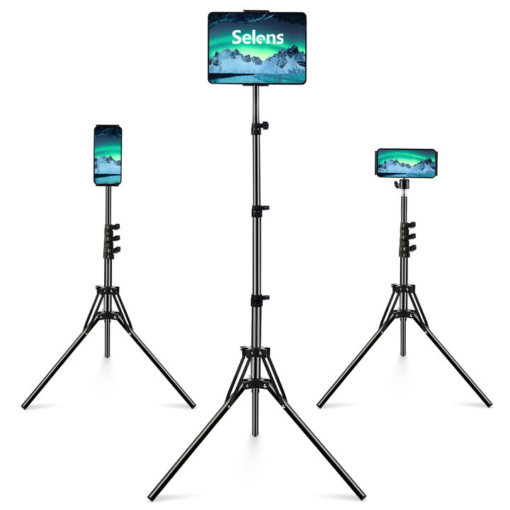 63" Tablet Floor Stand Tripod Holder Bracket Adjustable Phone For