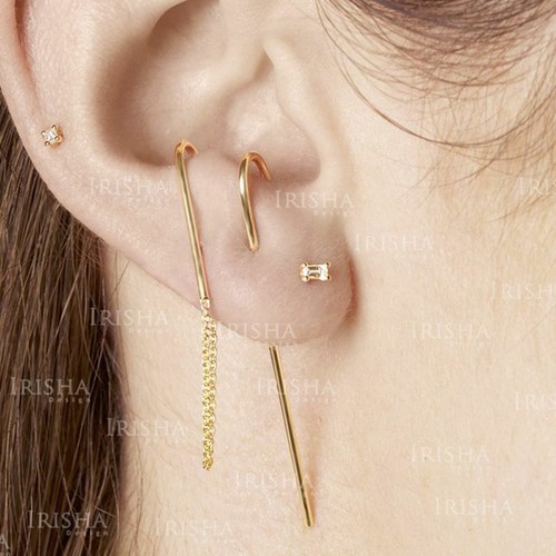 Pre-owned Irisha Designs 14k Solid Gold Suspender Chain Anniversary Gift Earrings Fine Jewelry