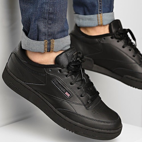 Мужские теннисные туфли Reebok Club C 85, спортивные кроссовки, черные кроссовки #454 #0153