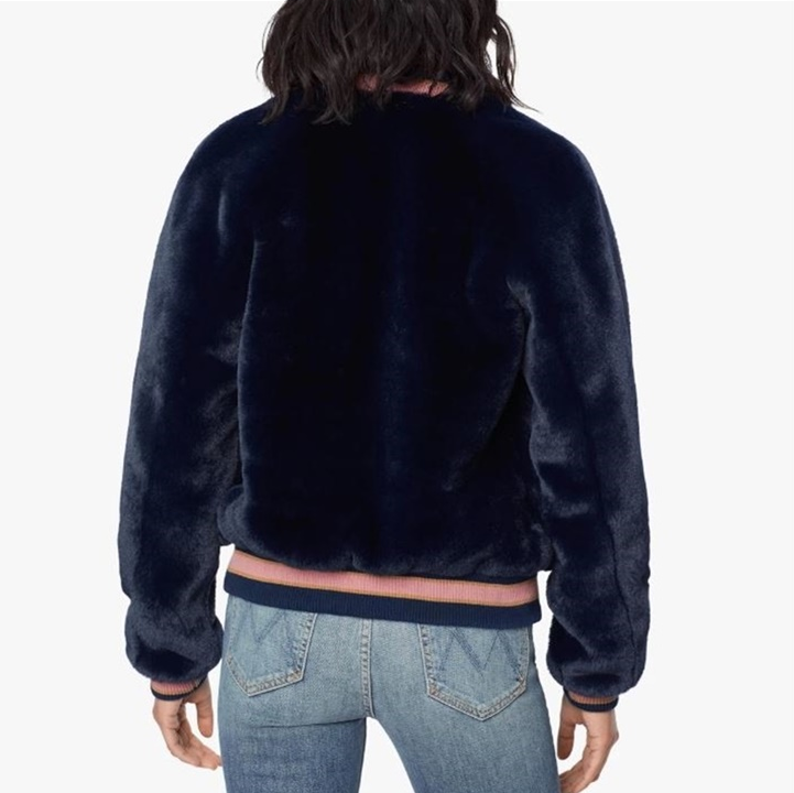 Pre-owned Mother Letterman Fur Jacket / A Girl Named Blue