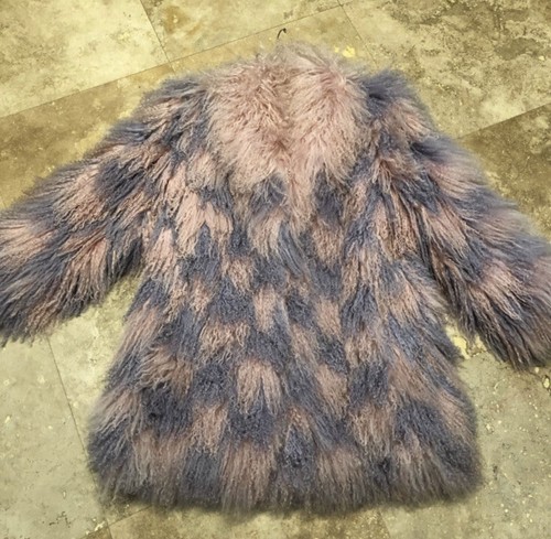 Vintage Mongolian Fur Coat Pink & Purple Shaggy Fur