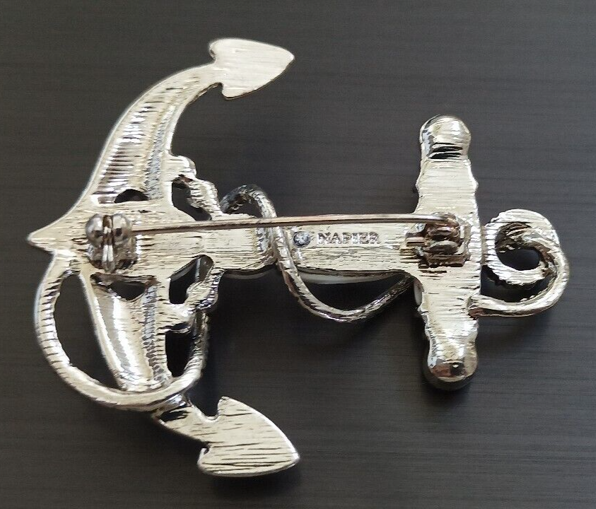 New Napier Silver Tone Ship Boat Anchor Pin