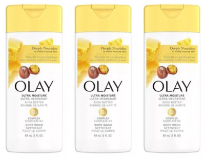 LOT OF 3 Olay Ultra Moisture Body Wash with Shea Butter - 3 fl oz Deep Nourish