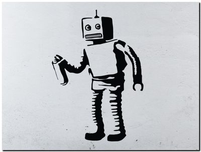 B&SA:バンクシー BANKSY STREET ART *FRAMED* CANVAS PRINT Bad Robot 18x12