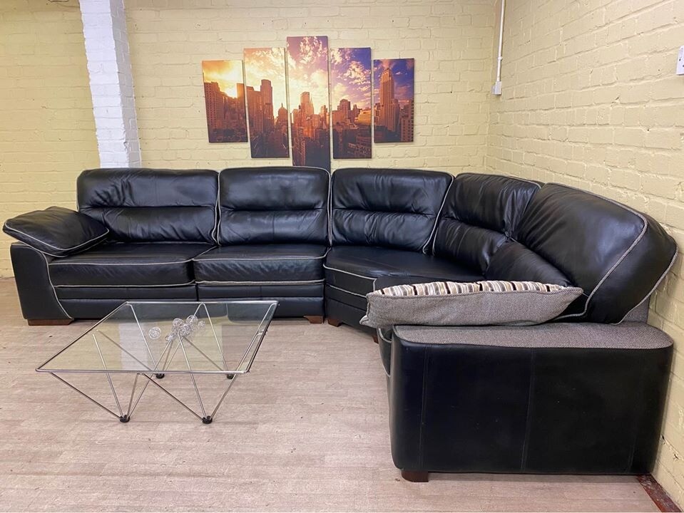 Black Leather Reversible Corner Sofa in Harrow, London Gumtree