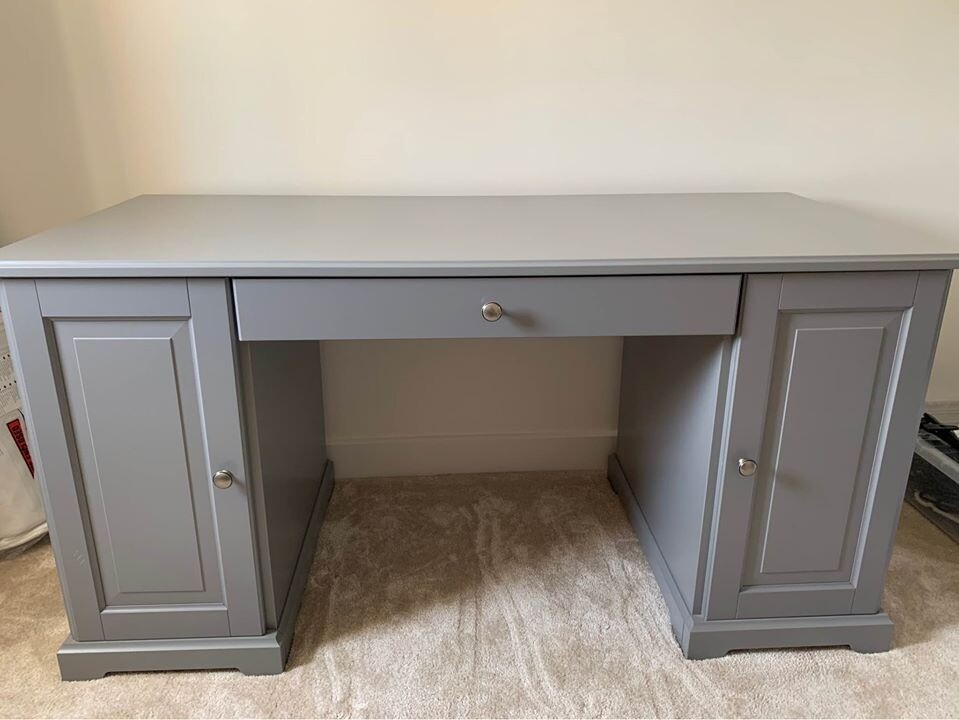 Grey IKEA Liatorp desk and matching bookcase. in Didcot, Oxfordshire