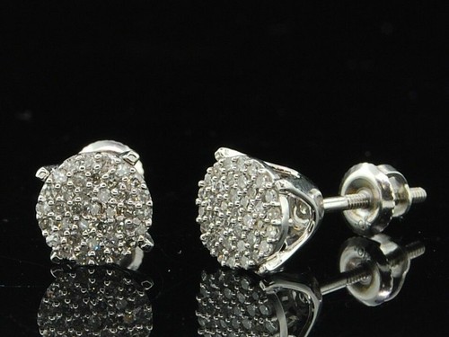 Pre-owned Jfl Diamonds & Timepieces Diamond Studs Ladies 10k White Gold Round Cut Pave Designer Earrings 1/4 Tcw.
