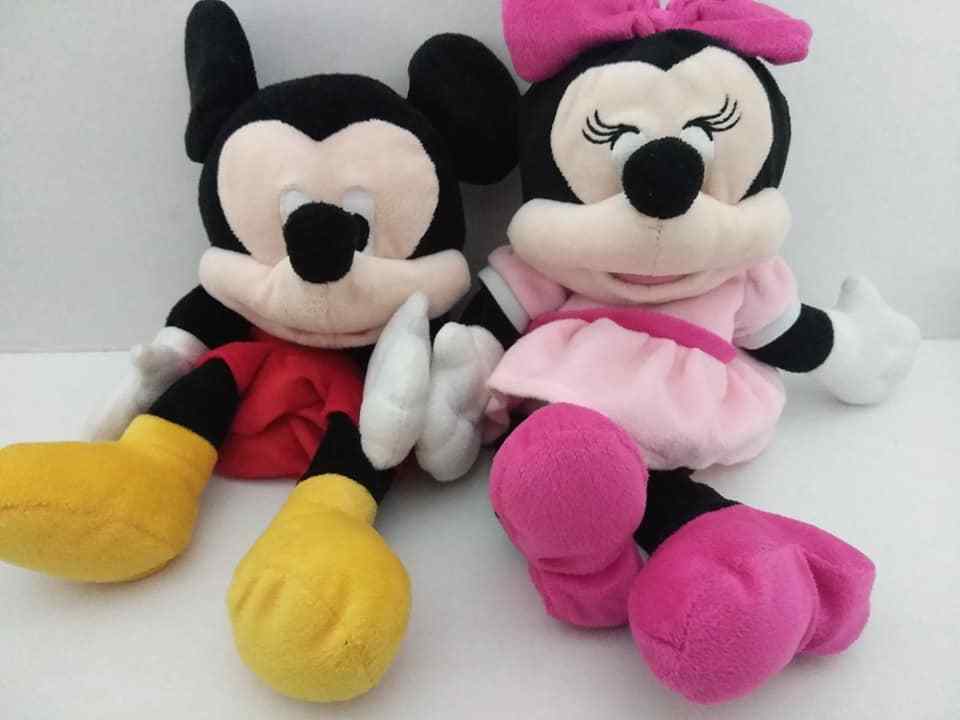 DISNEY BABY full body MICKEY MOUSE and MINNIE MOUSE plush 14” HAND PUPPETS EUC