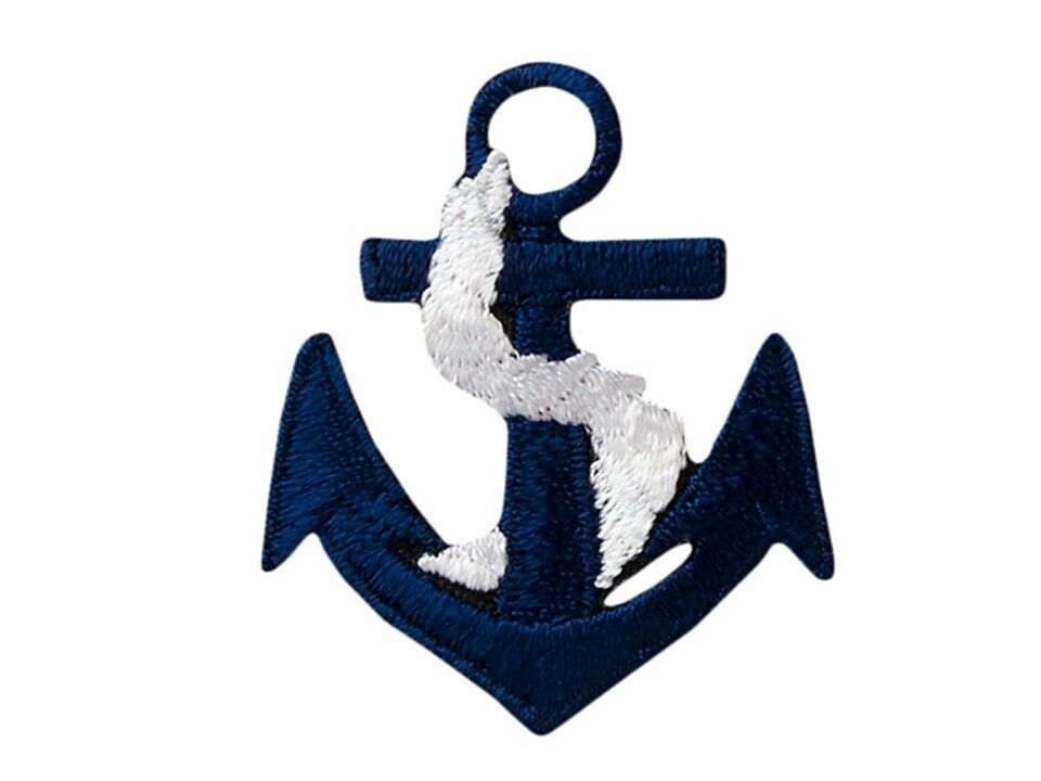Bügelbild Applikation Aufnäher Patch Maritim Anker blau 3,0 x 3,7 cm #MQ-208