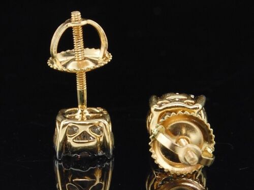 Pre-owned Jfl Diamonds & Timepieces Ladies 14k Yellow Gold Princess Cut Halo Set Diamond Studs Earrings 0.25 Ct. In White