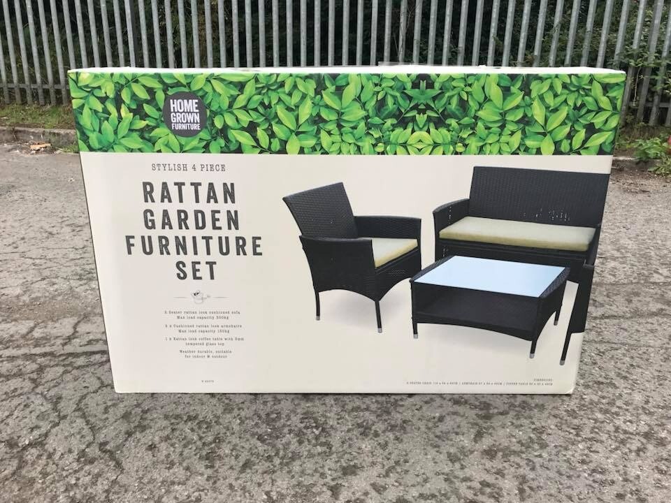 4 Piece Rattan Garden Furniture Set Grey or Brown | in Chadderton