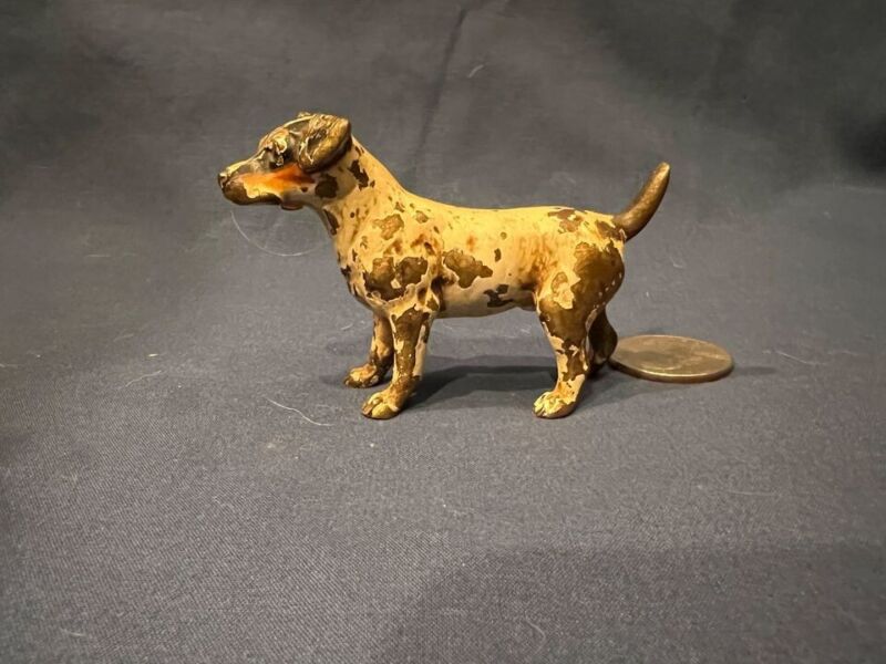 Painted Standing Jack Russell Terrier Antique Vienna Bronze