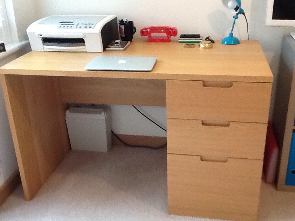 Oak desk. John Lewis Abacus desk with two drawers and filing drawer
